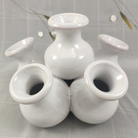 Vintage Italian White Ceramic 6 Pots Stacked Fused Vase - Picture 2 of 9